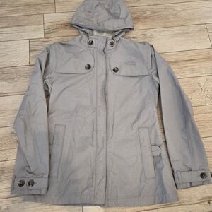 The North Face Light Gray Hooded Jacket Hyvent Small